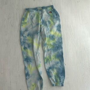 Blue, Green, and White Aviator Nation sweatpants